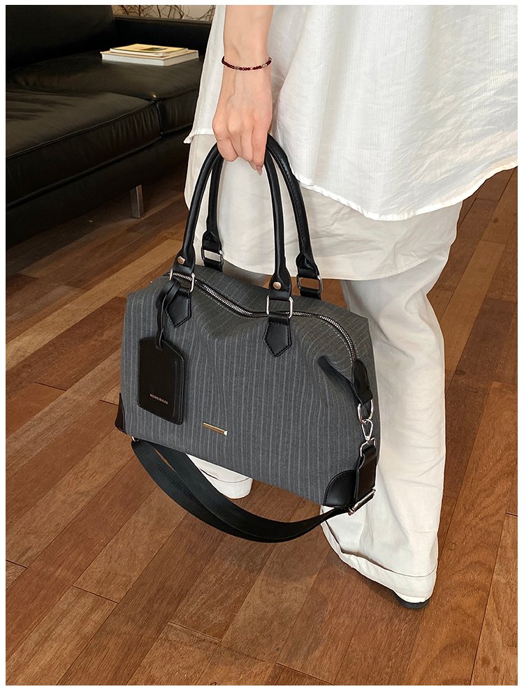 Unisex PU Leather & Cloth Two Tone Top Handle Crossbody Bag detail 20