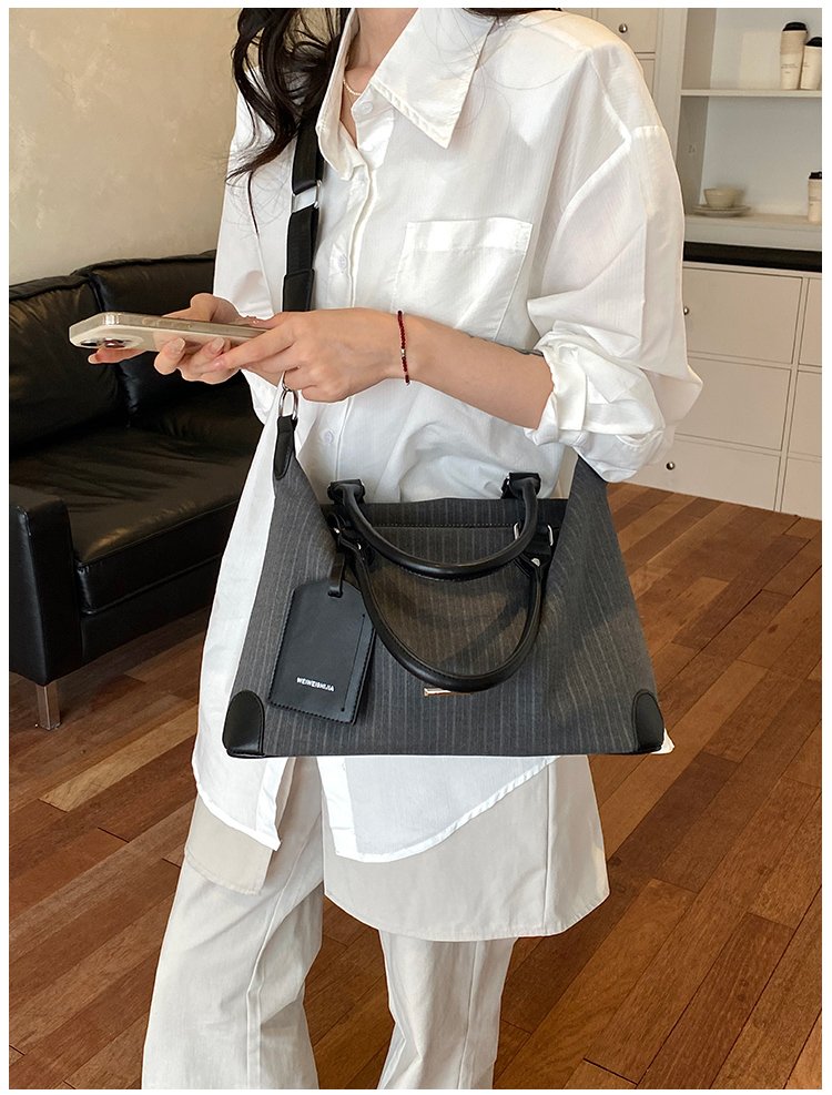 Unisex PU Leather & Cloth Two Tone Top Handle Crossbody Bag detail 21
