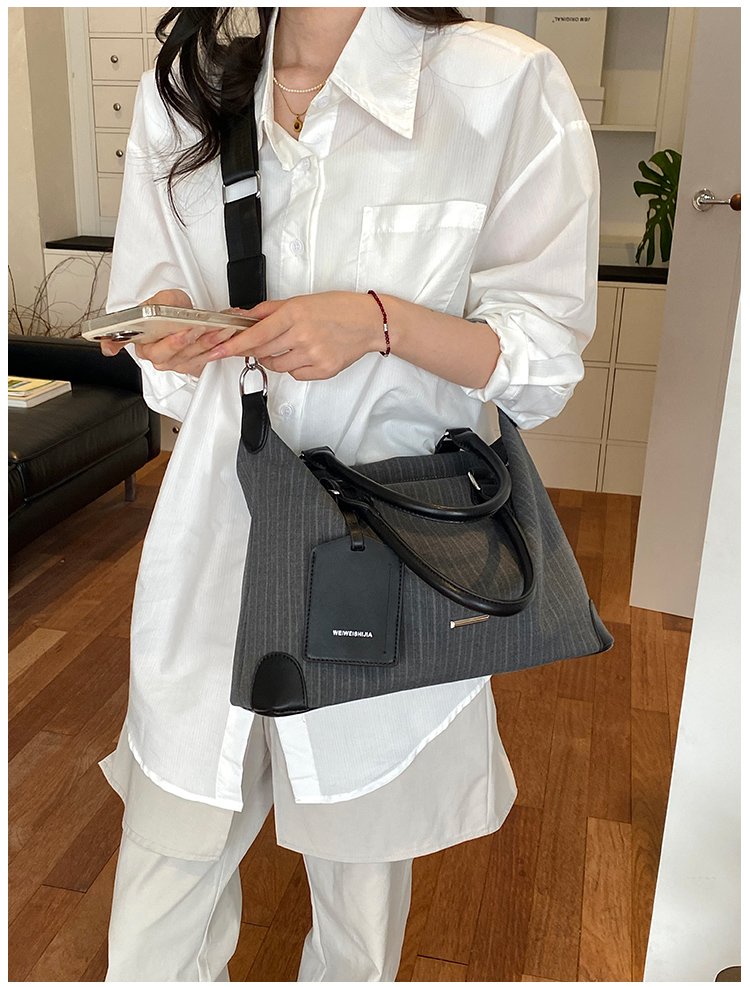 Unisex PU Leather & Cloth Two Tone Top Handle Crossbody Bag detail 22