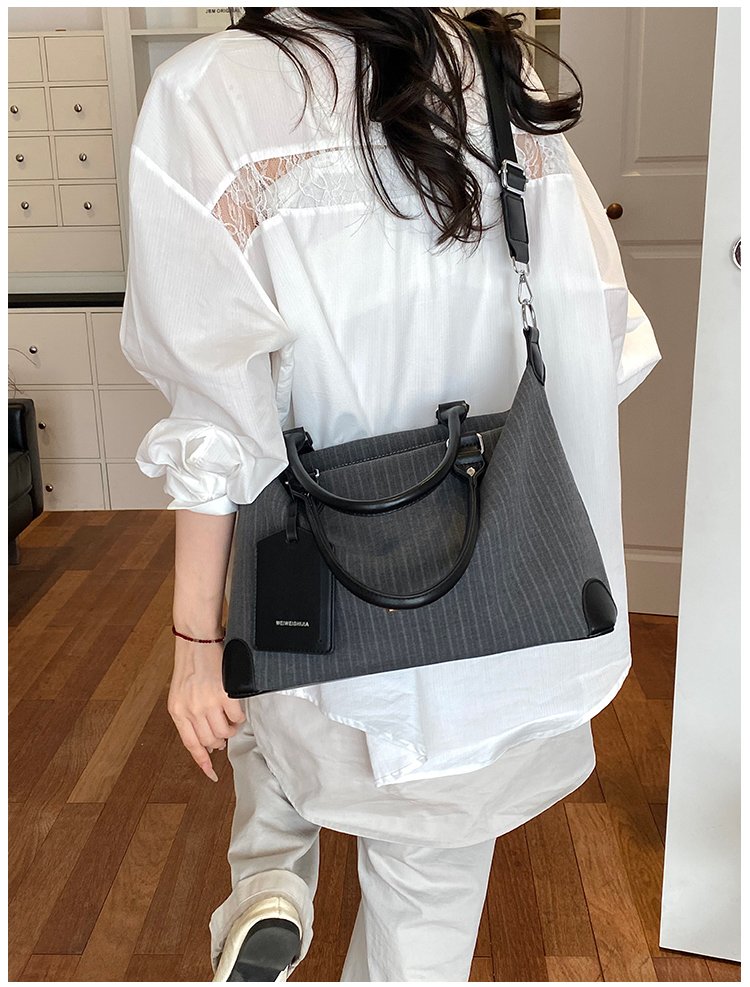 Unisex PU Leather & Cloth Two Tone Top Handle Crossbody Bag detail 25