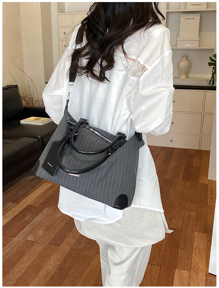 Unisex PU Leather & Cloth Two Tone Top Handle Crossbody Bag detail 26