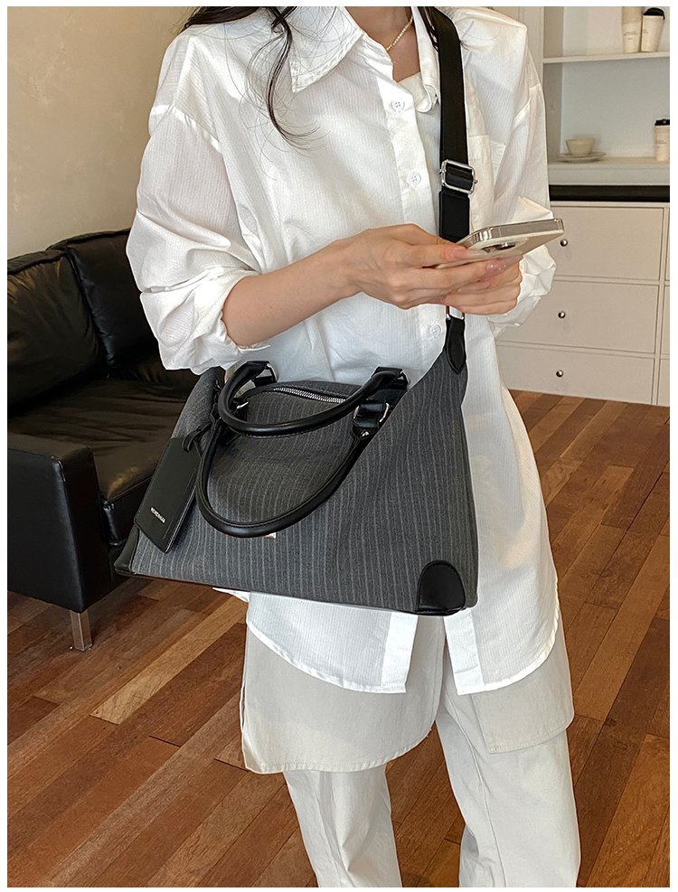 Unisex PU Leather & Cloth Two Tone Top Handle Crossbody Bag detail 27