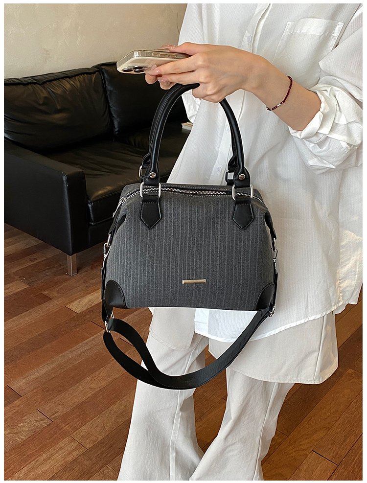 Unisex PU Leather & Cloth Two Tone Top Handle Crossbody Bag detail 28