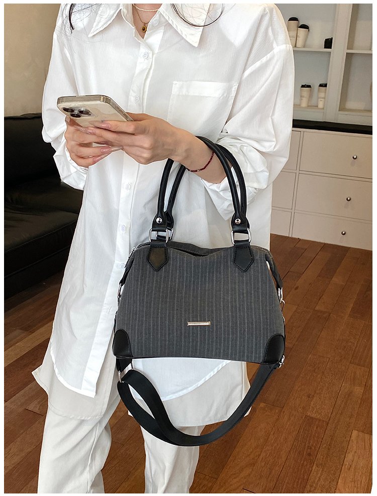 Unisex PU Leather & Cloth Two Tone Top Handle Crossbody Bag detail 29