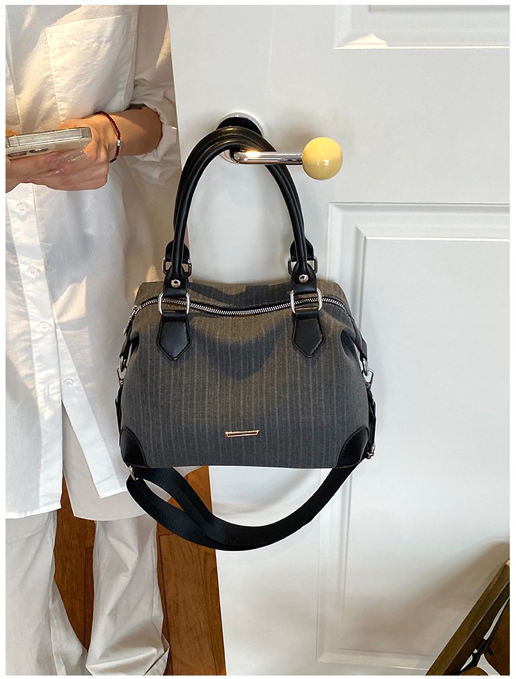 Unisex PU Leather & Cloth Two Tone Top Handle Crossbody Bag detail 30