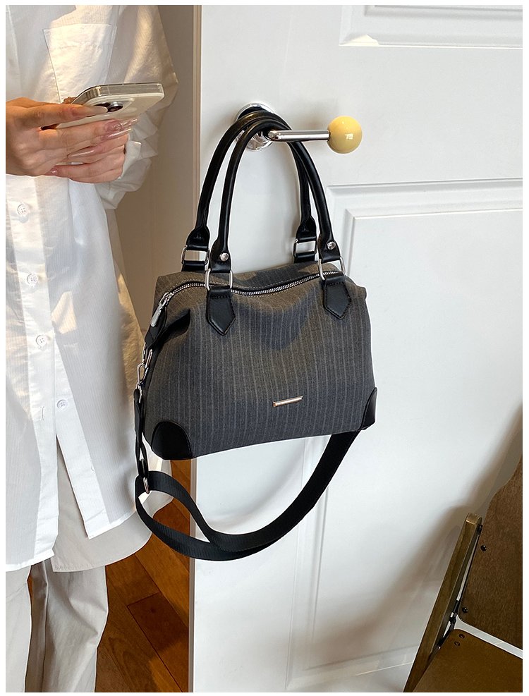 Unisex PU Leather & Cloth Two Tone Top Handle Crossbody Bag detail 32