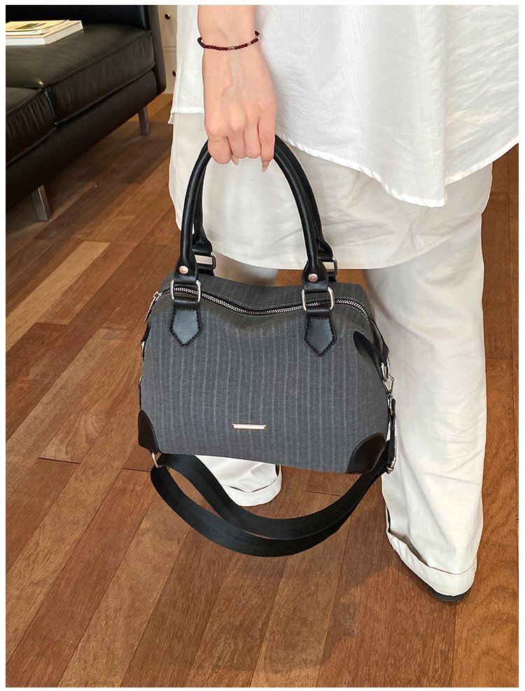 Unisex PU Leather & Cloth Two Tone Top Handle Crossbody Bag detail 33