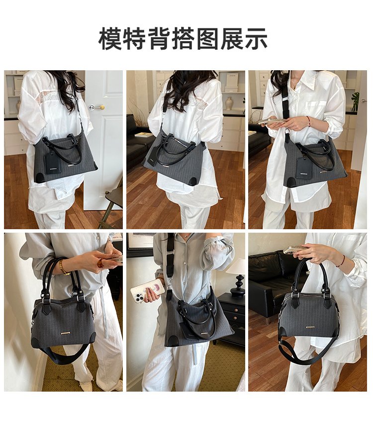 Unisex PU Leather & Cloth Two Tone Top Handle Crossbody Bag detail 3