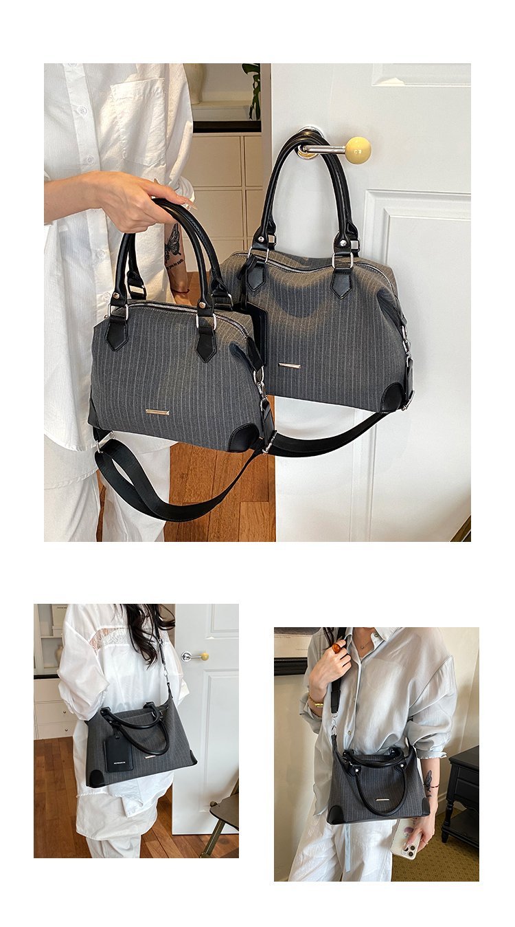 Unisex PU Leather & Cloth Two Tone Top Handle Crossbody Bag detail 4