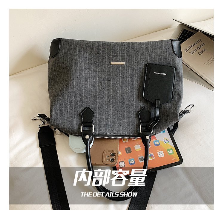Unisex PU Leather & Cloth Two Tone Top Handle Crossbody Bag detail 6