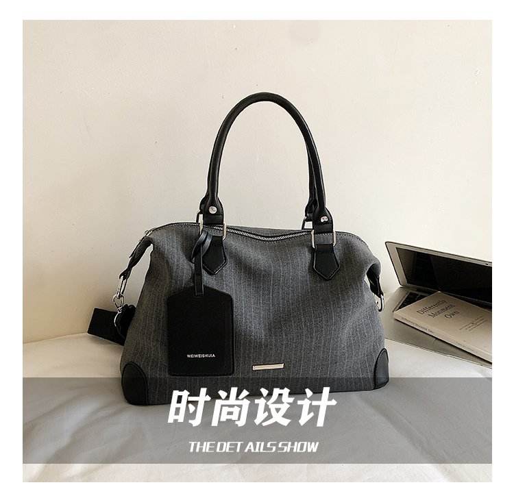 Unisex PU Leather & Cloth Two Tone Top Handle Crossbody Bag detail 7
