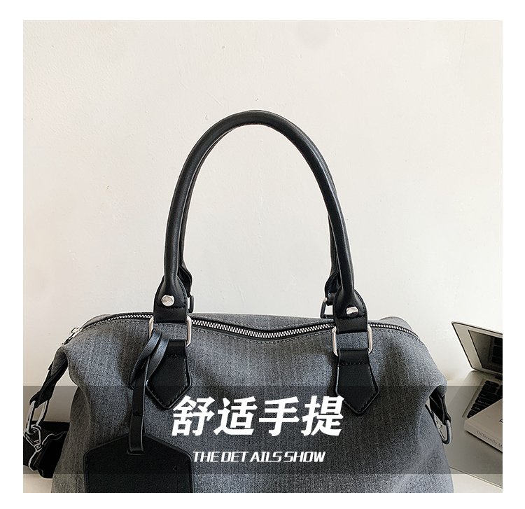 Unisex PU Leather & Cloth Two Tone Top Handle Crossbody Bag detail 8