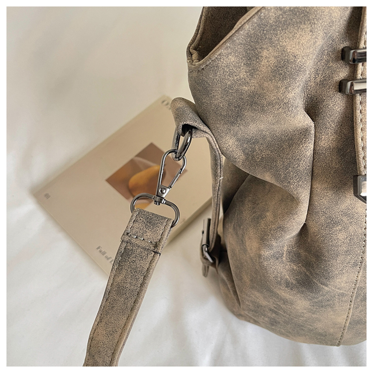 Vintage PU Leather Multi-Pocket Crossbody Tote Bag with Top Handles detail 9