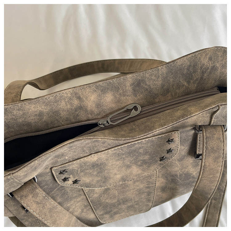 Vintage PU Leather Multi-Pocket Crossbody Tote Bag with Top Handles detail 12