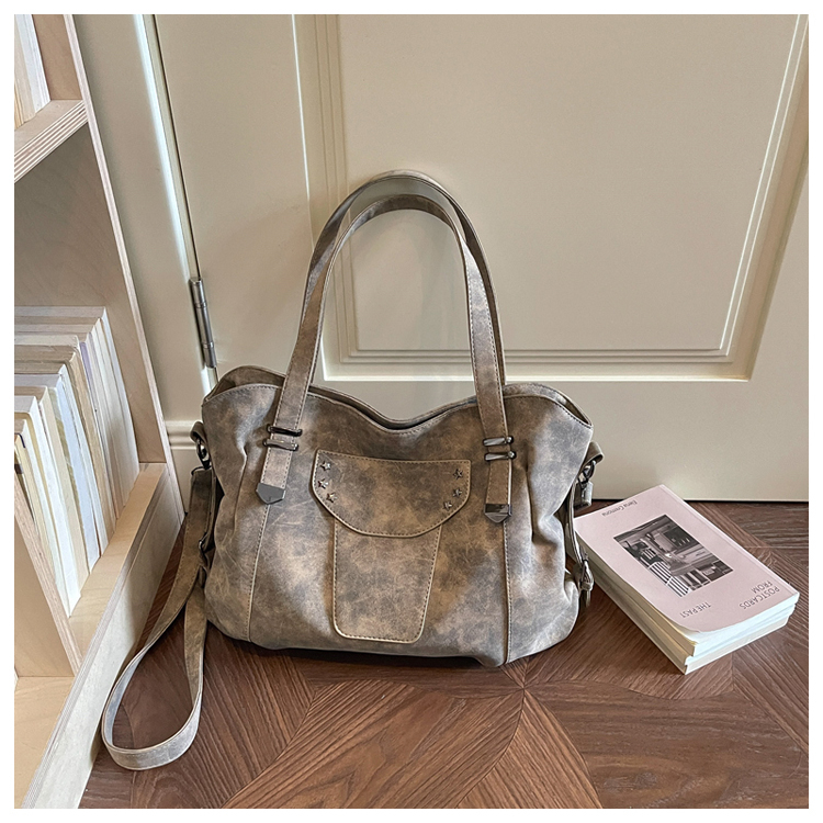 Vintage PU Leather Multi-Pocket Crossbody Tote Bag with Top Handles detail 15