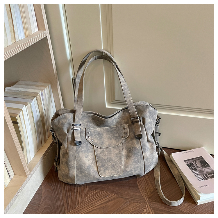 Vintage PU Leather Multi-Pocket Crossbody Tote Bag with Top Handles detail 16