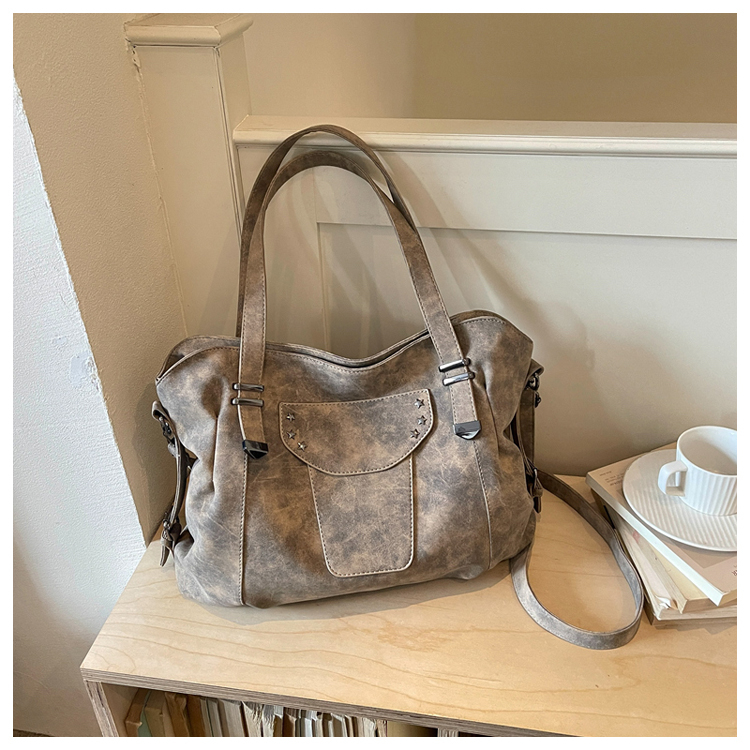 Vintage PU Leather Multi-Pocket Crossbody Tote Bag with Top Handles detail 21