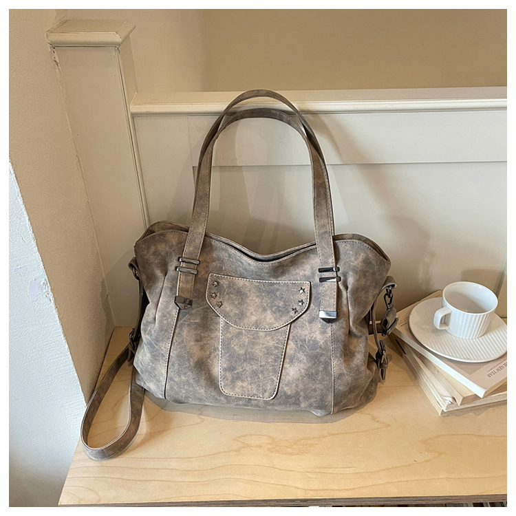 Vintage PU Leather Multi-Pocket Crossbody Tote Bag with Top Handles detail 22
