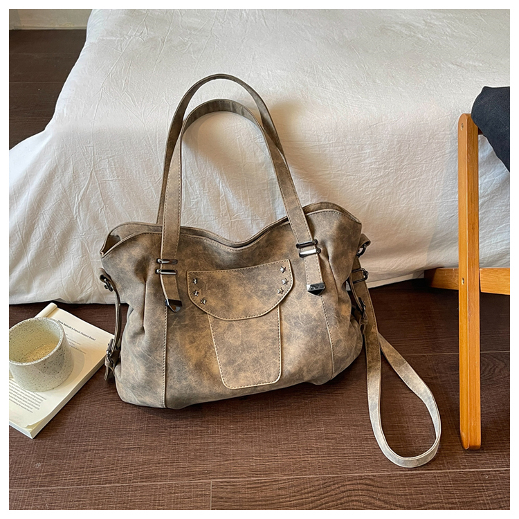Vintage PU Leather Multi-Pocket Crossbody Tote Bag with Top Handles detail 25