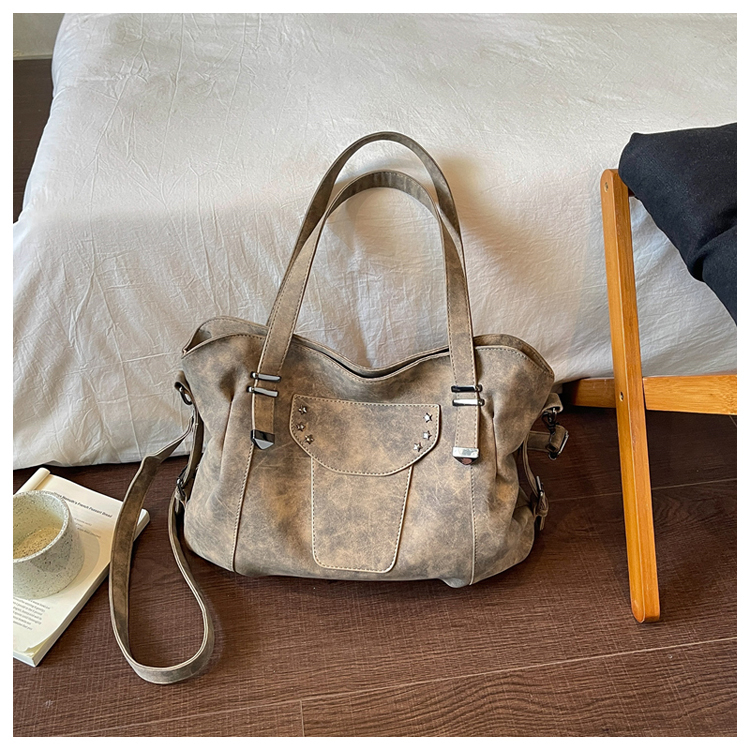 Vintage PU Leather Multi-Pocket Crossbody Tote Bag with Top Handles detail 26