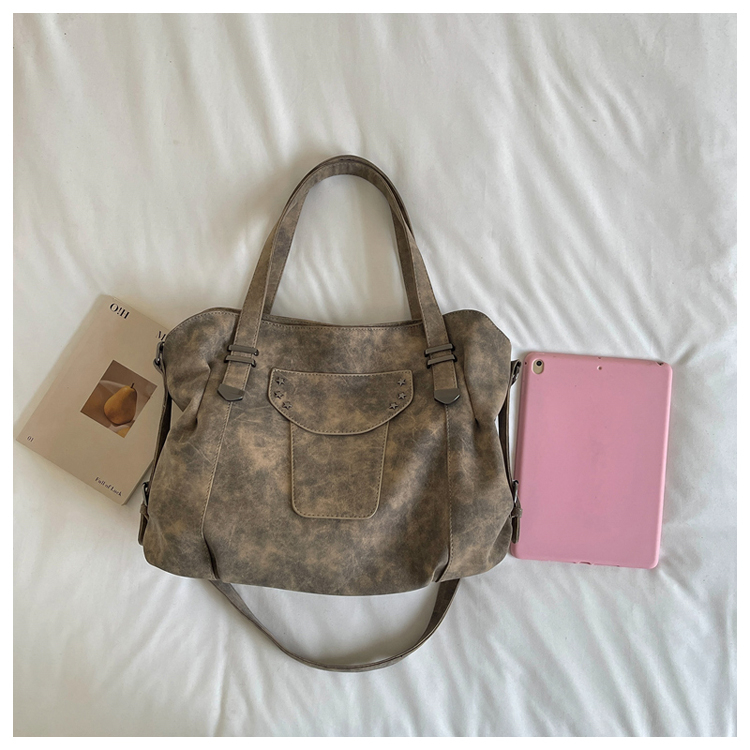 Vintage PU Leather Multi-Pocket Crossbody Tote Bag with Top Handles detail 2