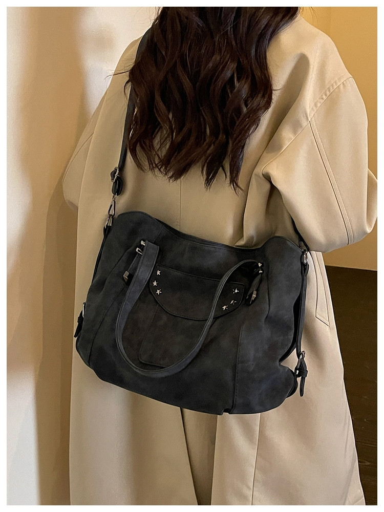 Vintage PU Leather Multi-Pocket Crossbody Tote Bag with Top Handles detail 29