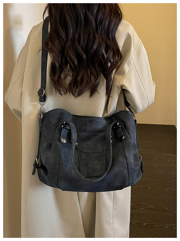 Vintage PU Leather Multi-Pocket Crossbody Tote Bag with Top Handles detail 32