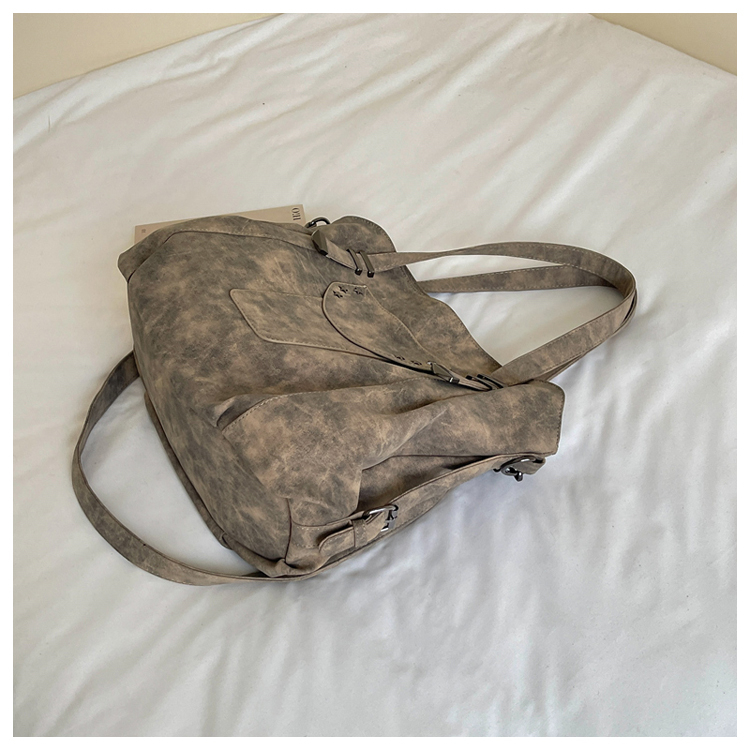 Vintage PU Leather Multi-Pocket Crossbody Tote Bag with Top Handles detail 3