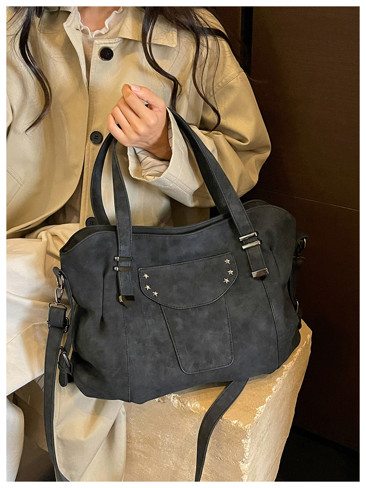 Vintage PU Leather Multi-Pocket Crossbody Tote Bag with Top Handles detail 40
