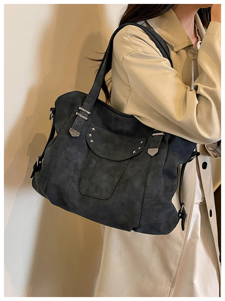 Vintage PU Leather Multi-Pocket Crossbody Tote Bag with Top Handles detail 41