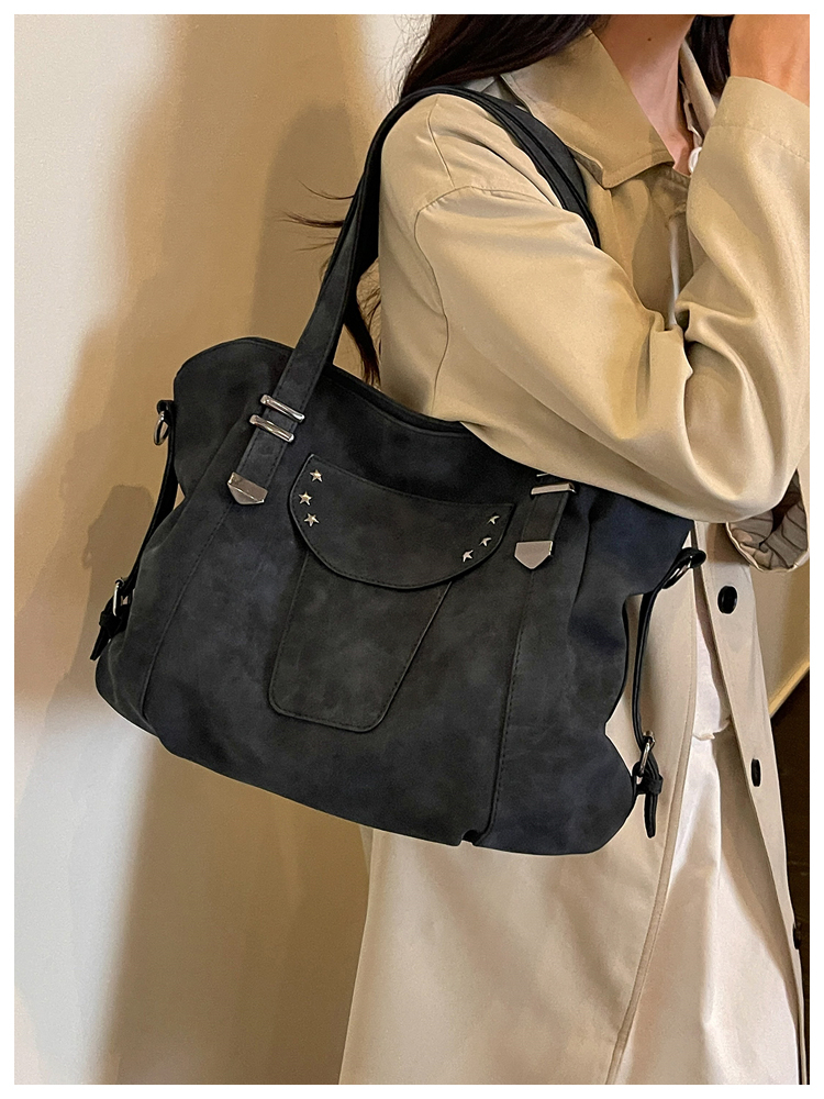 Vintage PU Leather Multi-Pocket Crossbody Tote Bag with Top Handles detail 42