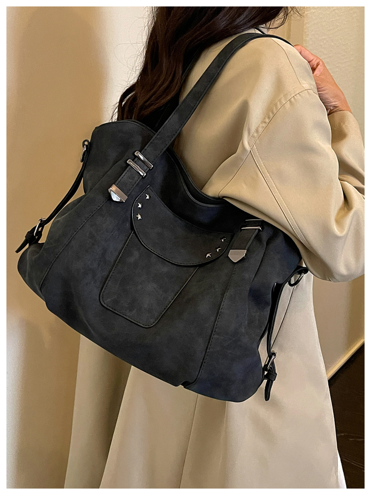 Vintage PU Leather Multi-Pocket Crossbody Tote Bag with Top Handles detail 43