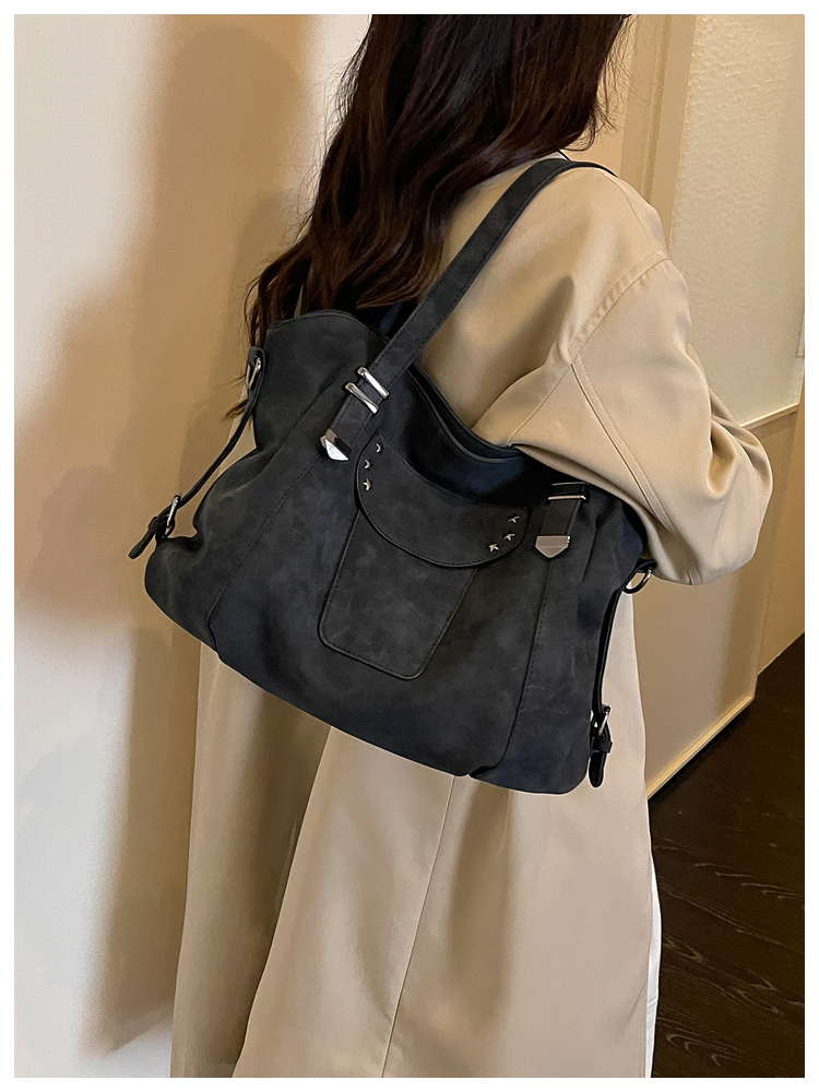 Vintage PU Leather Multi-Pocket Crossbody Tote Bag with Top Handles detail 45