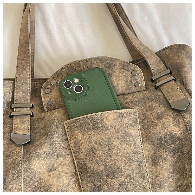 Vintage PU Leather Multi-Pocket Crossbody Tote Bag with Top Handles detail 5