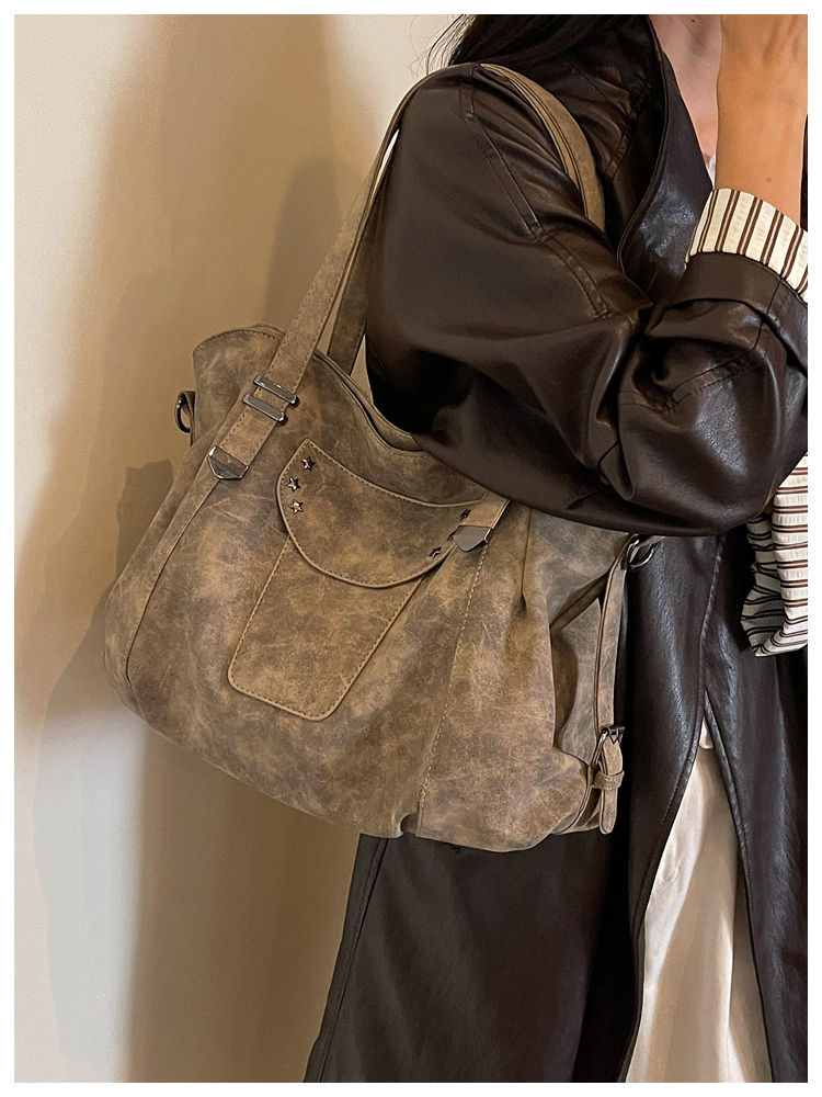 Vintage PU Leather Multi-Pocket Crossbody Tote Bag with Top Handles detail 61