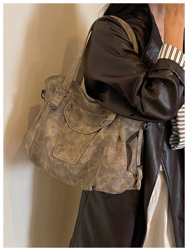Vintage PU Leather Multi-Pocket Crossbody Tote Bag with Top Handles detail 62