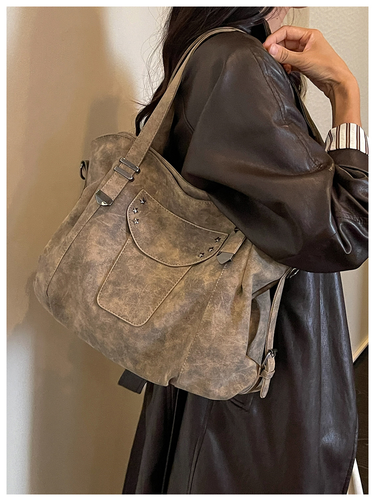 Vintage PU Leather Multi-Pocket Crossbody Tote Bag with Top Handles detail 63