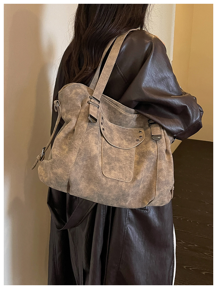 Vintage PU Leather Multi-Pocket Crossbody Tote Bag with Top Handles detail 66