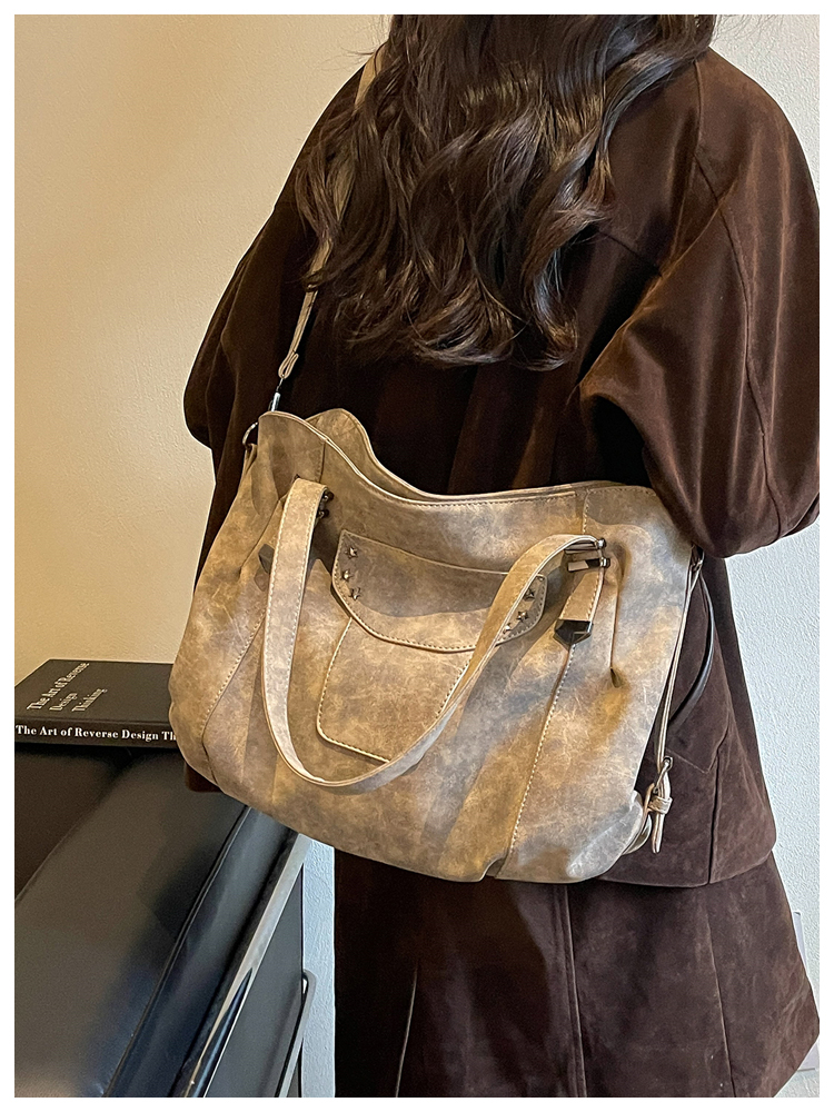 Vintage PU Leather Multi-Pocket Crossbody Tote Bag with Top Handles detail 75