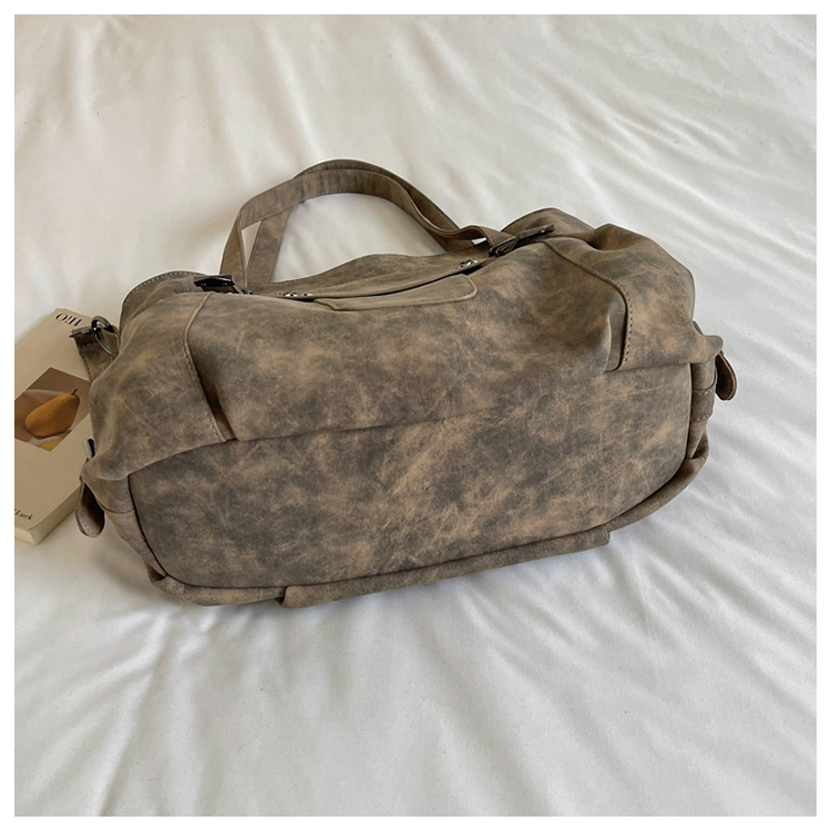 Vintage PU Leather Multi-Pocket Crossbody Tote Bag with Top Handles detail 7