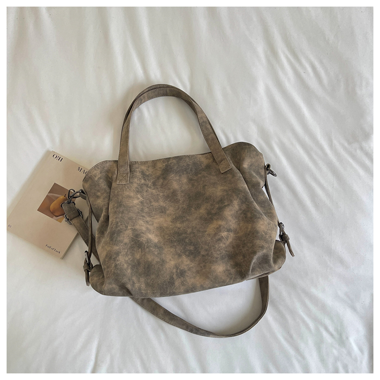Vintage PU Leather Multi-Pocket Crossbody Tote Bag with Top Handles detail 8