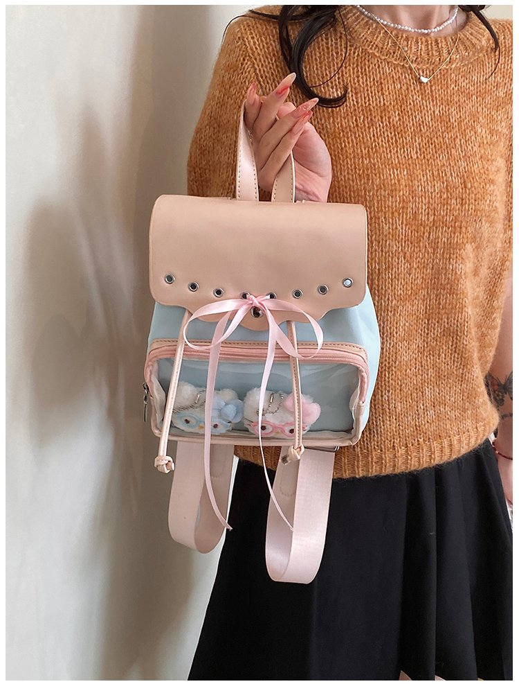 Cute Waterproof PU Leather Drawstring Backpack for Women detail 15