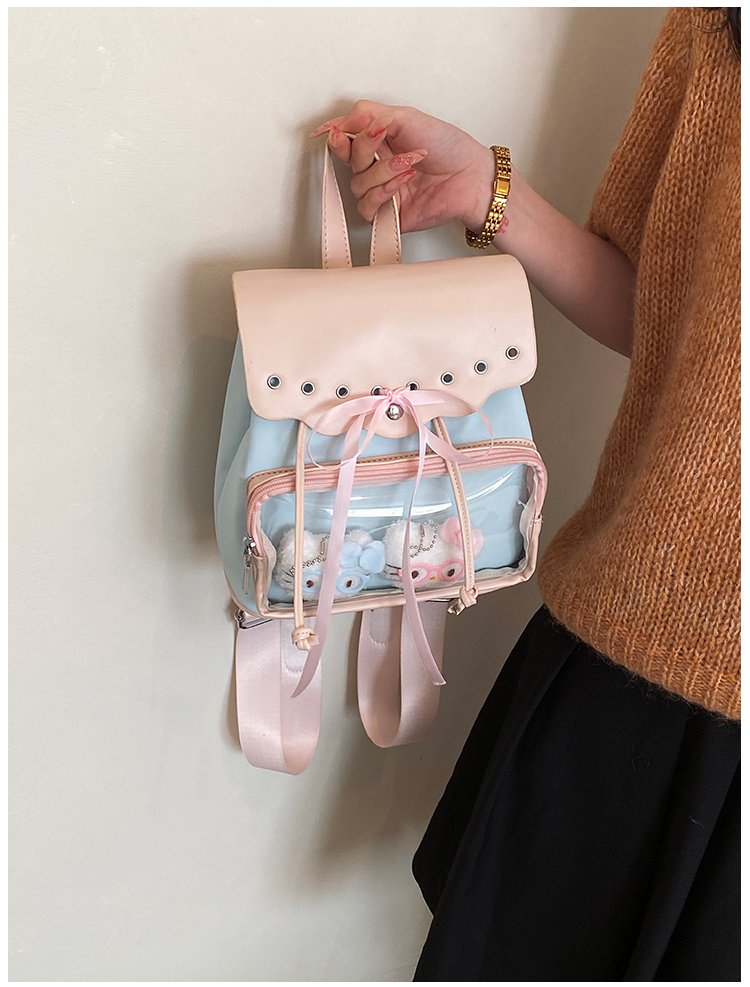 Cute Waterproof PU Leather Drawstring Backpack for Women detail 16