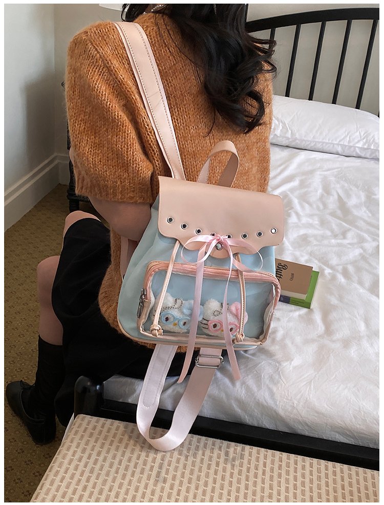 Cute Waterproof PU Leather Drawstring Backpack for Women detail 19