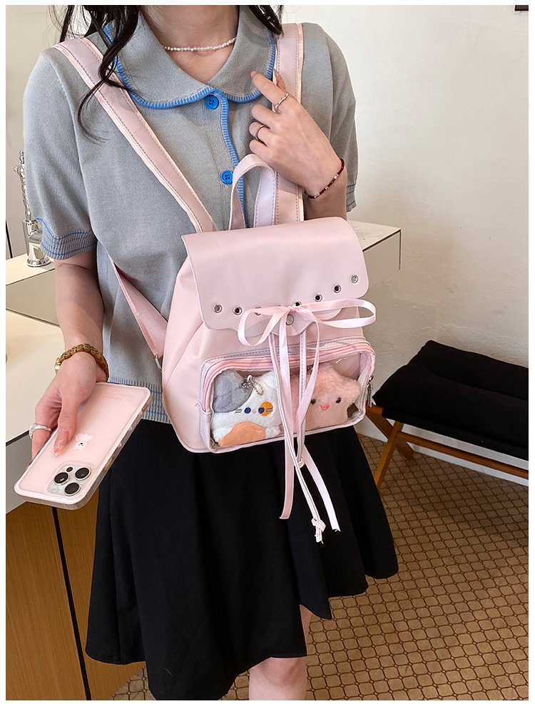Cute Waterproof PU Leather Drawstring Backpack for Women detail 20