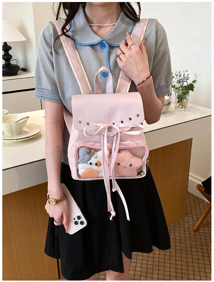 Cute Waterproof PU Leather Drawstring Backpack for Women detail 21
