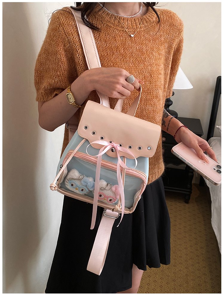 Cute Waterproof PU Leather Drawstring Backpack for Women detail 22