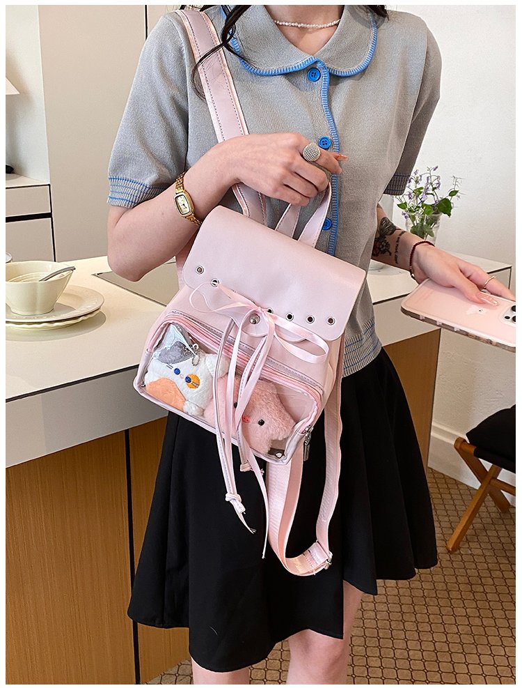 Cute Waterproof PU Leather Drawstring Backpack for Women detail 24