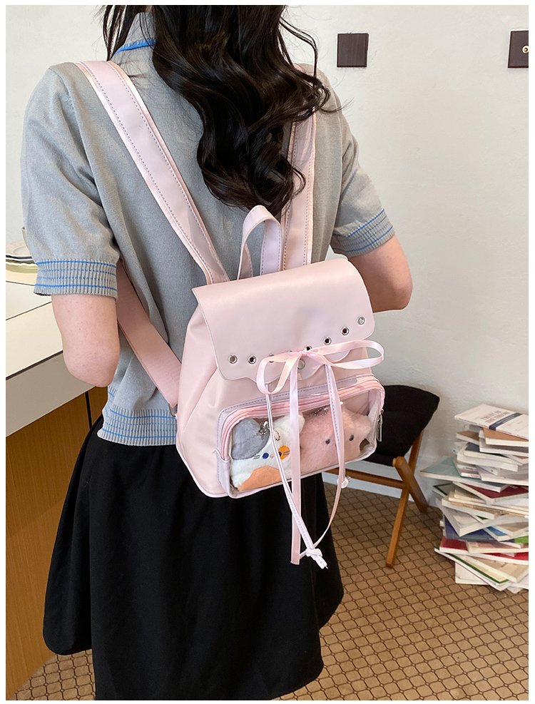 Cute Waterproof PU Leather Drawstring Backpack for Women detail 25