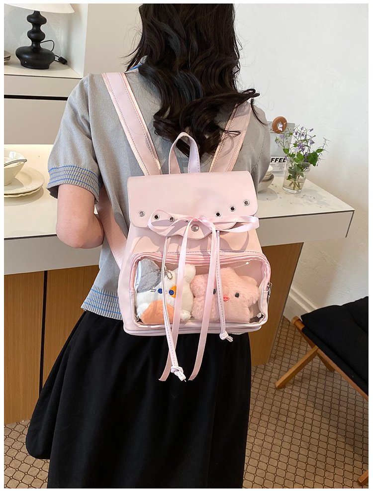 Cute Waterproof PU Leather Drawstring Backpack for Women detail 26